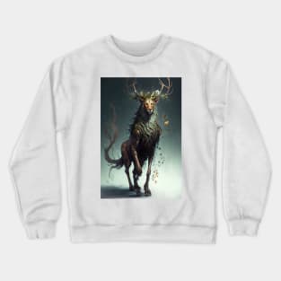 The Lion-Deer God: A Mythical Beast of Power and Grace Crewneck Sweatshirt